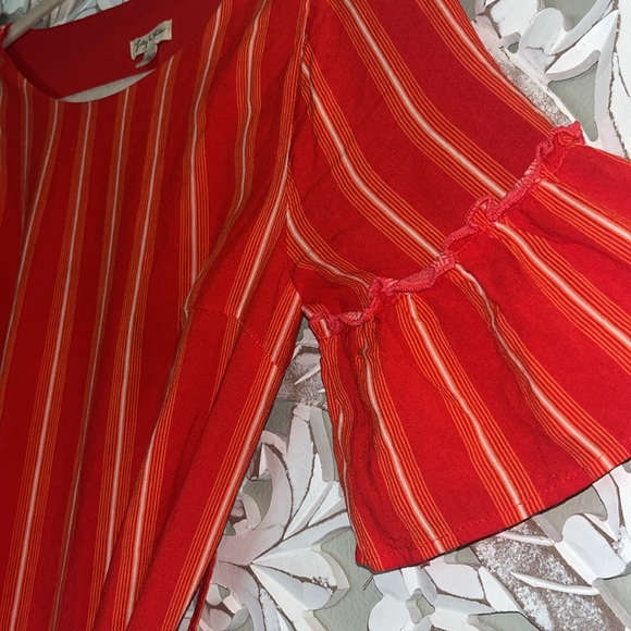 Lily White Red with White stripes ruffled hip tie dress sz S - Picture 4 of 10